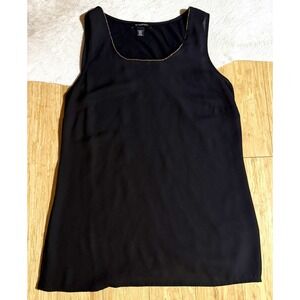 Vintage Y2K Le Chateau Top Womens XS Black‎ Tank Sequins Draped Silky Gold Beads